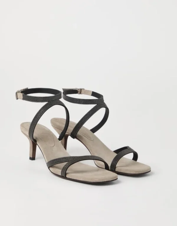 Brunello Cucinelli City-Pumps aus Veloursleder mit Precious Straps | Damen Schuhe Mit Absätzen | Event-dressing