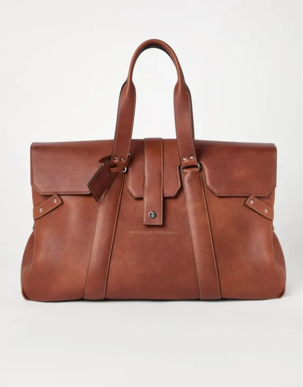 Brunello Cucinelli Country Weekender Bag aus genarbtem Kalbsleder | Herren Taschen