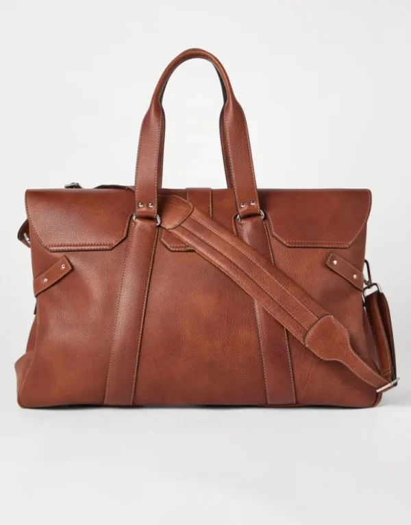 Brunello Cucinelli Country Weekender Bag aus genarbtem Kalbsleder | Herren Taschen