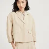 Brunello Cucinelli Crop-Blazer aus Leinenpanama mit Monili | Damen Blazer