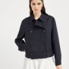 Brunello Cucinelli Crop-Cabanjacke aus Leinencover mit Monili | Damen Mäntel & Jacken