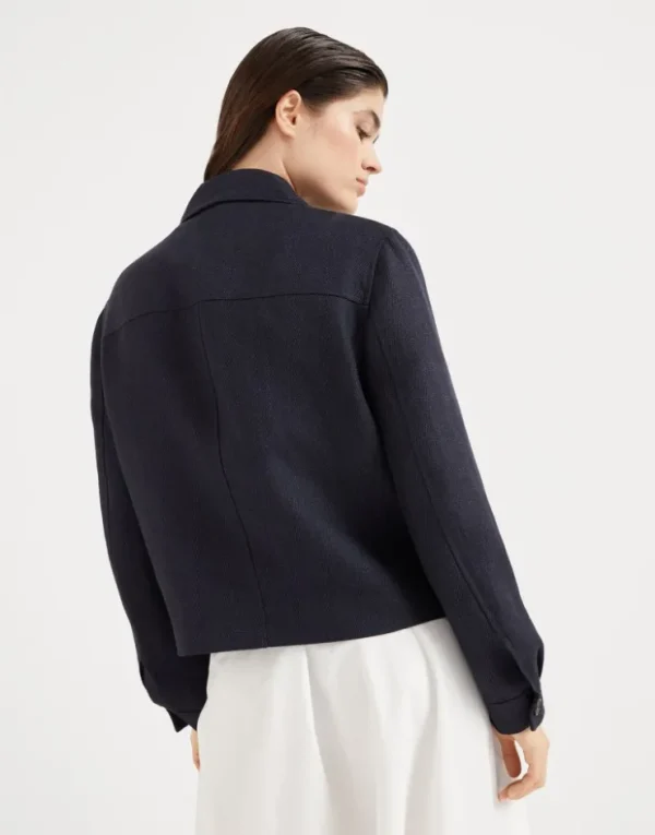 Brunello Cucinelli Crop-Cabanjacke aus Leinencover mit Monili | Damen Mäntel & Jacken