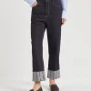 Brunello Cucinelli Crop-Hose aus No-Fade-Denim mit Dazzling Regimental Embroidery | Damen Denim