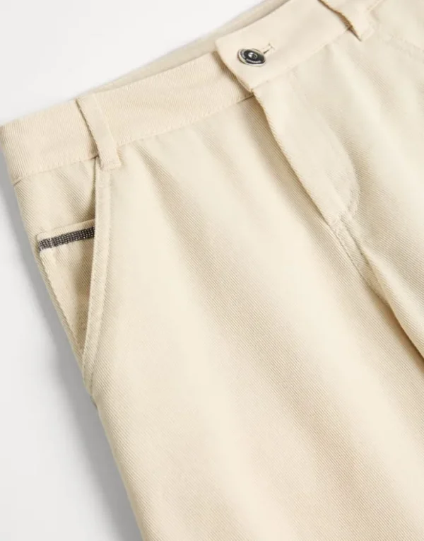 Brunello Cucinelli Curved-Hose aus Cover in Baumwolle und Wolle mit Monili | Kinder Hosen & Röcke