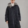 Brunello Cucinelli Daunenparka aus Schurwollflanell mit abnehmbarem Besatz aus Shearling und Shiny Zipper Pull | Damen Mäntel & Jacken