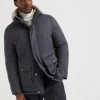 Brunello Cucinelli Daunenparka aus Wollflanell mit Membran mit Kapuze und Besatz aus Shearling | Herren Mäntel & Jacken