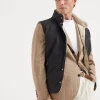 Brunello Cucinelli Daunenweste aus Techno-Baumwollgabardine mit Besatz aus Shearling | Herren Mäntel & Jacken