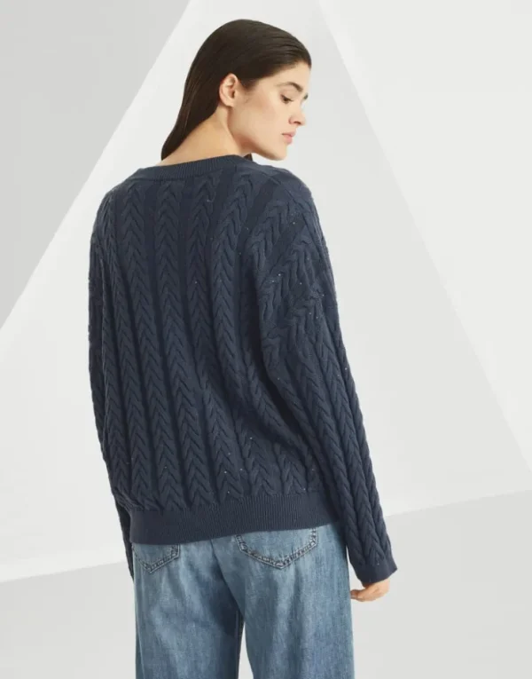 Brunello Cucinelli Dazzling Double Cable-Pullover aus Baumwolle | Damen Strickwaren