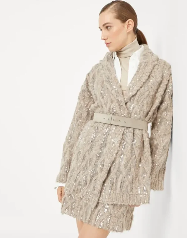 Brunello Cucinelli Dazzling Fern Embroidery-Cardigan aus Alpaka, Mohair und Wolle | Damen Event-dressing | Strickwaren