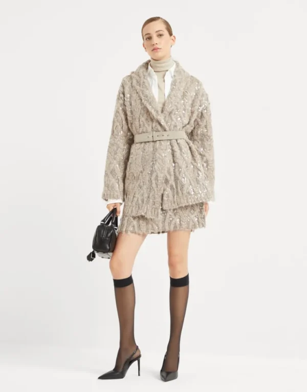 Brunello Cucinelli Dazzling Fern Embroidery-Minirock aus Alpaka, Mohair und Wolle | Damen Röcke | Event-dressing