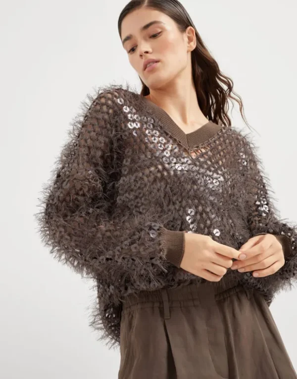 Brunello Cucinelli Dazzling Mosaic Embroidery-Pullover aus Baumwolle | Damen Strickwaren