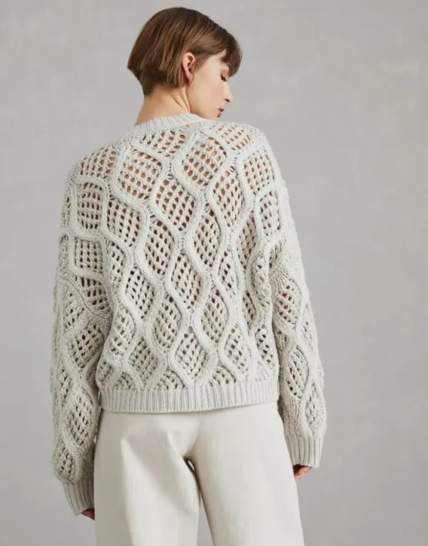 Brunello Cucinelli Dazzling Net & Cable-Pullover aus Federkaschmir | Damen Strickwaren