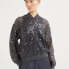 Brunello Cucinelli Dazzling Net Embroidery-Cardigan aus Leinen und Seide | Damen Strickwaren