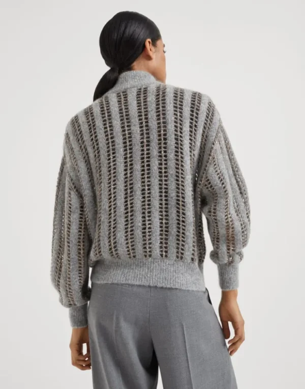 Brunello Cucinelli Dazzling Net-Cardigan in Wolle und Mohair | Damen Strickwaren