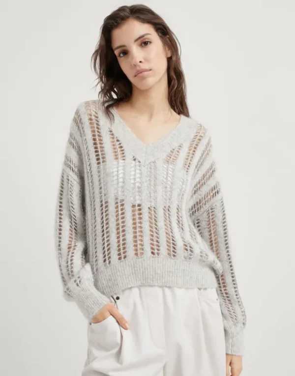 Brunello Cucinelli Dazzling Net-Pullover in Wolle und Mohair | Damen Strickwaren