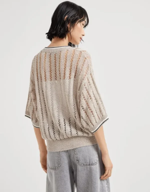 Brunello Cucinelli Dazzling Ribbed Net-Pullover aus Leinen | Damen Strickwaren