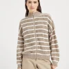 Brunello Cucinelli Dazzling Striped Net-Cardigan aus Leinen | Damen Strickwaren