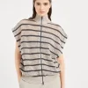 Brunello Cucinelli Dazzling Striped Net-Cardigan aus Leinen | Damen Strickwaren