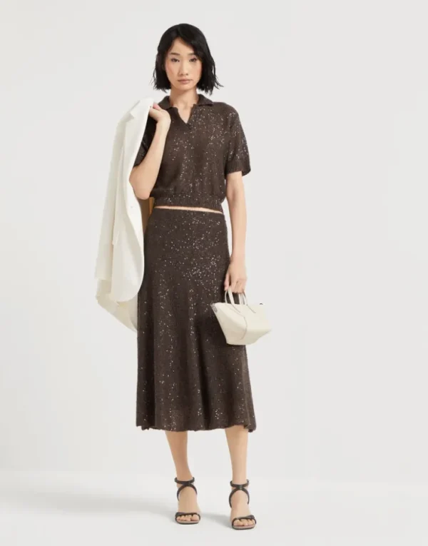 Brunello Cucinelli Dazzling Texture-Rock aus Leinen, Kaschmir und Seide | Damen Röcke | Event-dressing