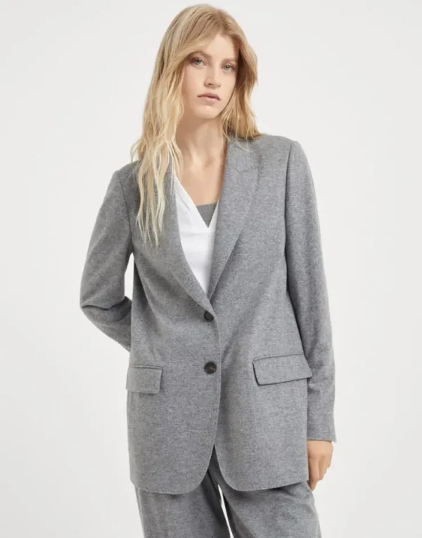 Brunello Cucinelli Dekonstruierter Blazer aus Kaschmirjersey mit Monili | Damen Blazer