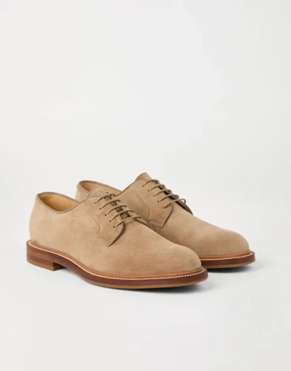 Brunello Cucinelli Derby-Schnürschuhe aus Veloursleder | Herren Schnürschuhe