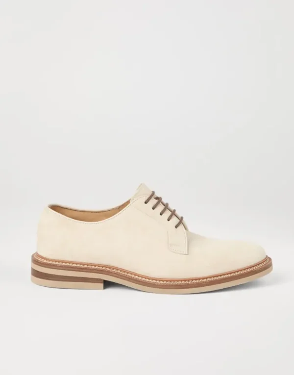 Brunello Cucinelli Derby-Schnürschuhe aus Veloursleder | Herren Schnürschuhe