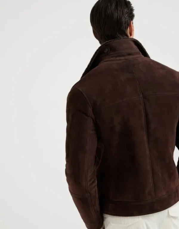 Brunello Cucinelli Eineinhalbreihiger Blouson aus Velours-Shearling | Herren Mäntel & Jacken