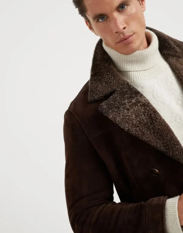 Brunello Cucinelli Eineinhalbreihiger Blouson aus Velours-Shearling | Herren Mäntel & Jacken