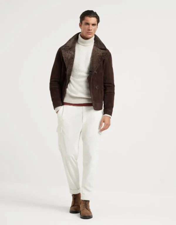 Brunello Cucinelli Eineinhalbreihiger Blouson aus Velours-Shearling | Herren Mäntel & Jacken