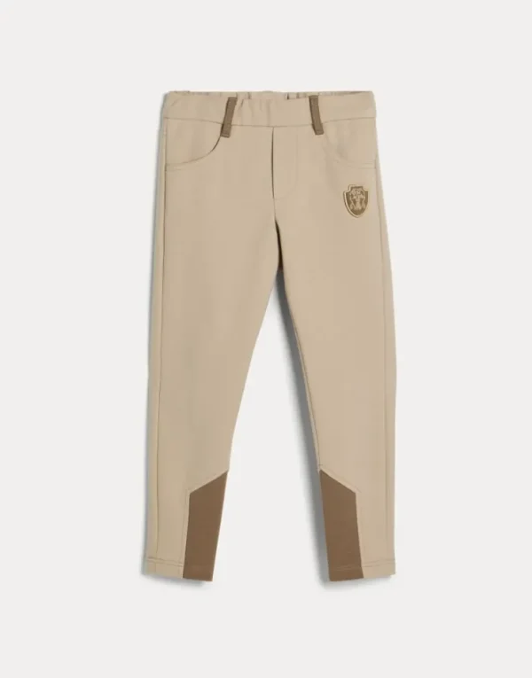 Brunello Cucinelli Equestrian-Hose aus Couture-Baumwollinterlock mit Stretch mit Logo | Kinder Travelwear | Hosen & Röcke