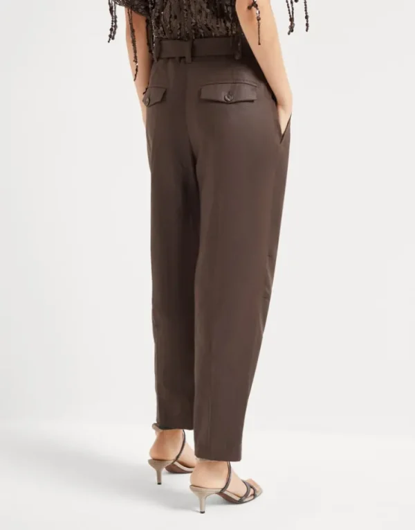 Brunello Cucinelli Ergonomic Chino-Hose aus glänzendem Leinentwill | Damen Hosen