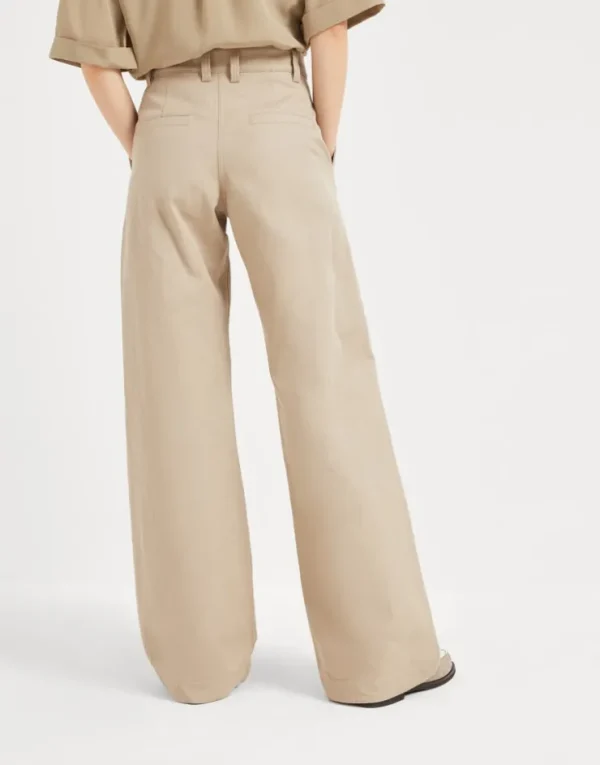 Brunello Cucinelli Ergonomic Loose-Hose aus Baumwollcover und Leinen | Damen Hosen