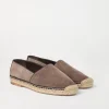 Brunello Cucinelli Espadrilles aus gewaschenem Veloursleder mit Kantenbesatz | Herren Pantoletten & Flipflops