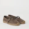 Brunello Cucinelli Espadrilles aus Veloursleder mit Precious Strap | Damen Loafers & Flache Schuhe