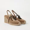 Brunello Cucinelli Espadrilles aus Veloursleder mit Keilabsatz und Precious Strap | Damen Schuhe Mit Absätzen