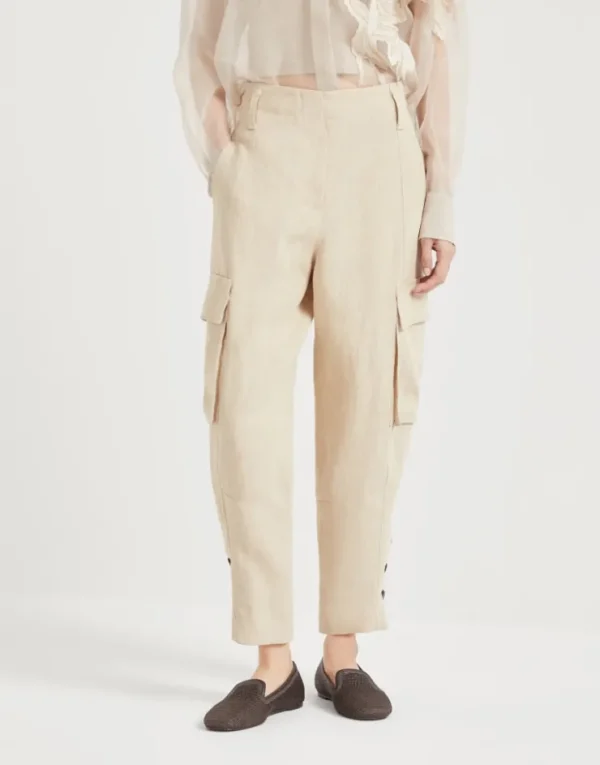 Brunello Cucinelli Explorer Cargo-Hose aus Leinenpanama | Damen Hosen