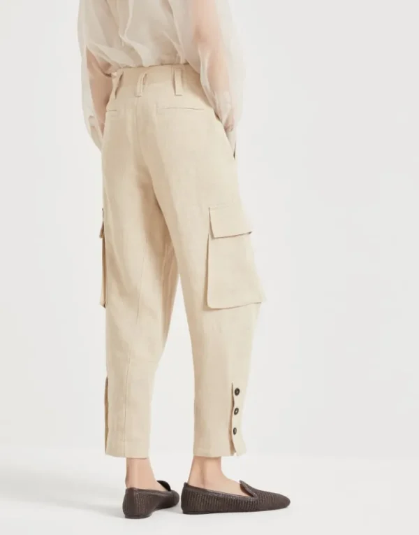 Brunello Cucinelli Explorer Cargo-Hose aus Leinenpanama | Damen Hosen