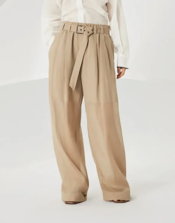 Brunello Cucinelli Explorer Track-Hose aus Baumwollorganza mit Monili | Damen Hosen