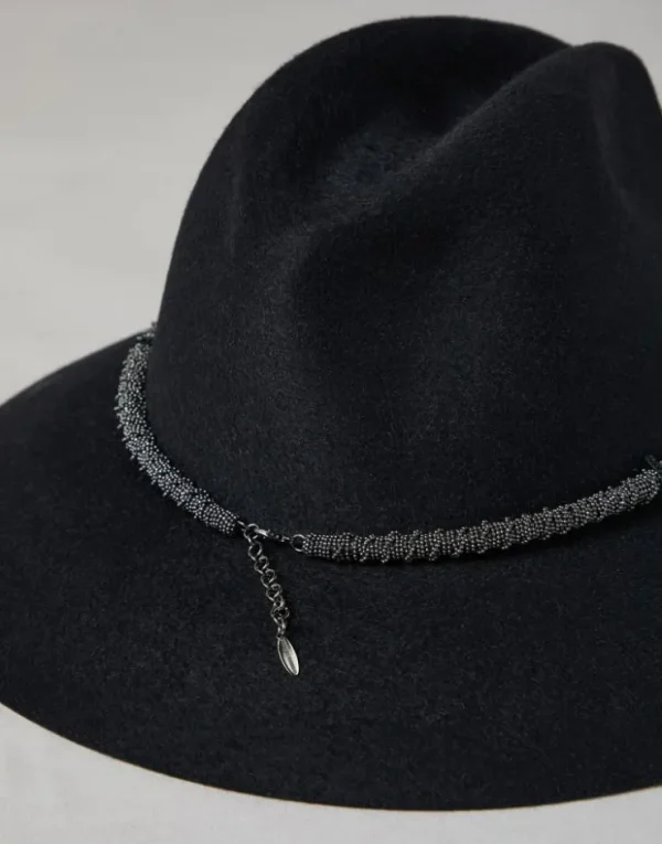 Brunello Cucinelli Fedora aus Filz mit Precious Braided-Band | Damen Hüte