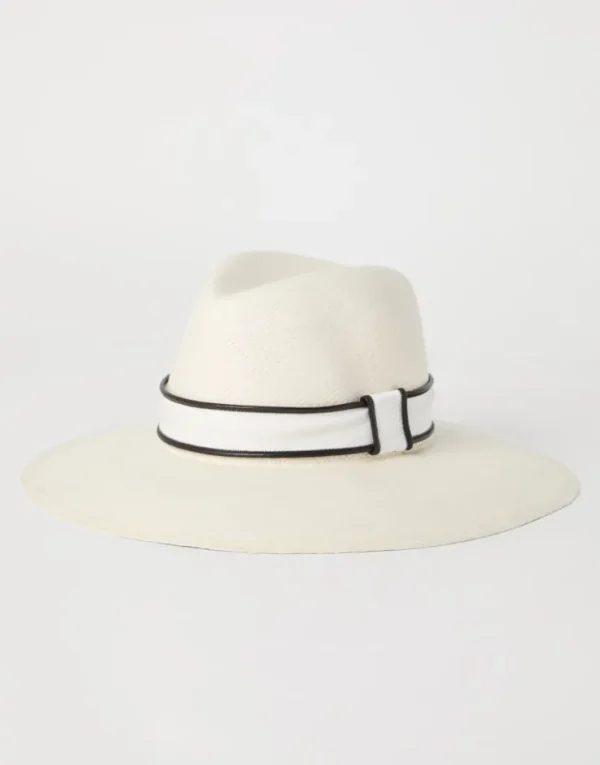 Brunello Cucinelli Fedora aus Stroh mit Hutband und Monili | Damen Hüte