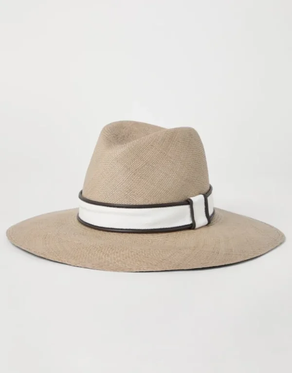 Brunello Cucinelli Fedora aus Stroh mit Hutband und Monili | Damen Hüte