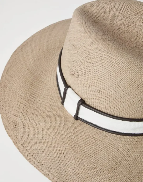 Brunello Cucinelli Fedora aus Stroh mit Hutband und Monili | Damen Hüte