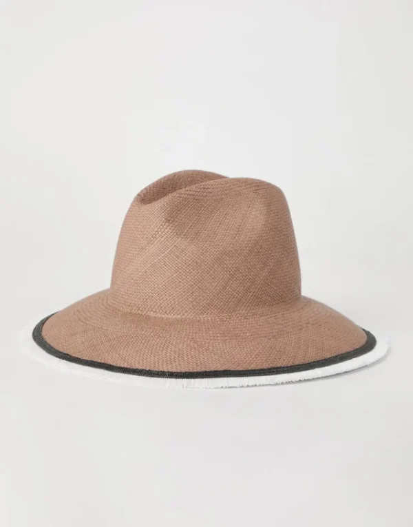 Brunello Cucinelli Fedora aus Stroh mit Precious Raffia Trim | Damen Hüte