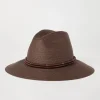 Brunello Cucinelli Fedora aus Techno-Hanf- und Baumwolle mit Hutband aus Leder und Monili | Damen Hüte