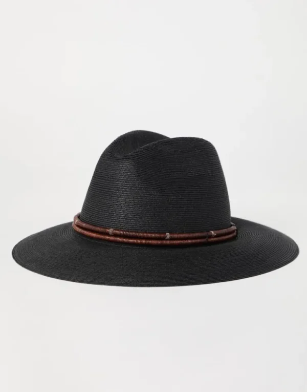 Brunello Cucinelli Fedora aus Techno-Hanf- und Baumwolle mit Hutband aus Leder und Monili | Damen Hüte