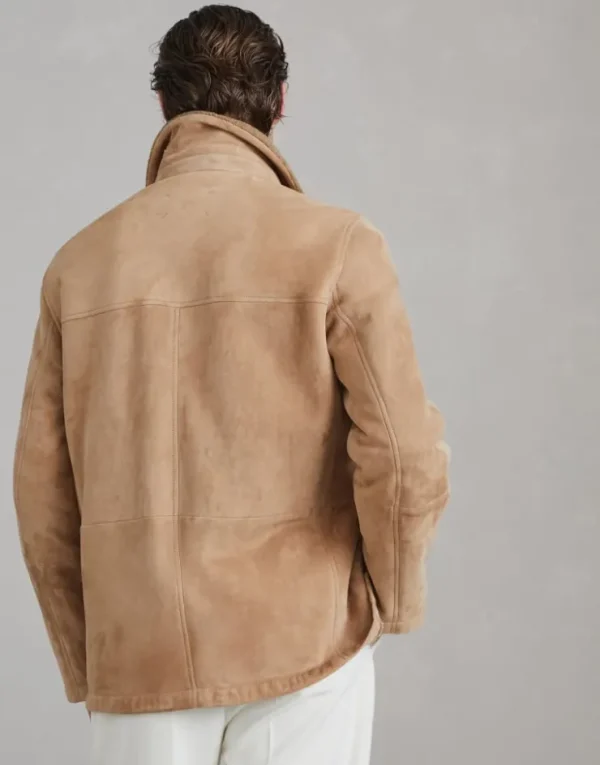 Brunello Cucinelli Fieldjacket aus Velours-Shearling | Herren Mäntel & Jacken