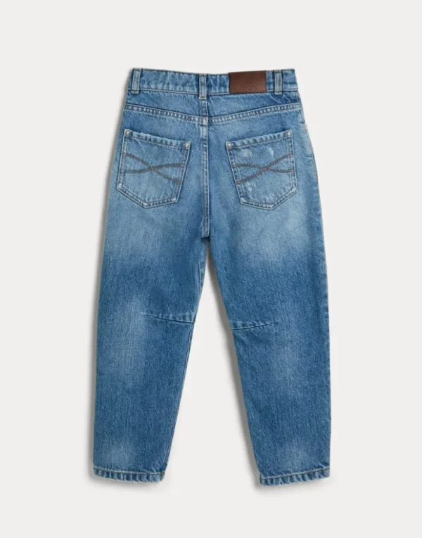 Brunello Cucinelli Five-Pocket-Hose aus Denim mit Destroyed-Rissen | Kinder Hosen