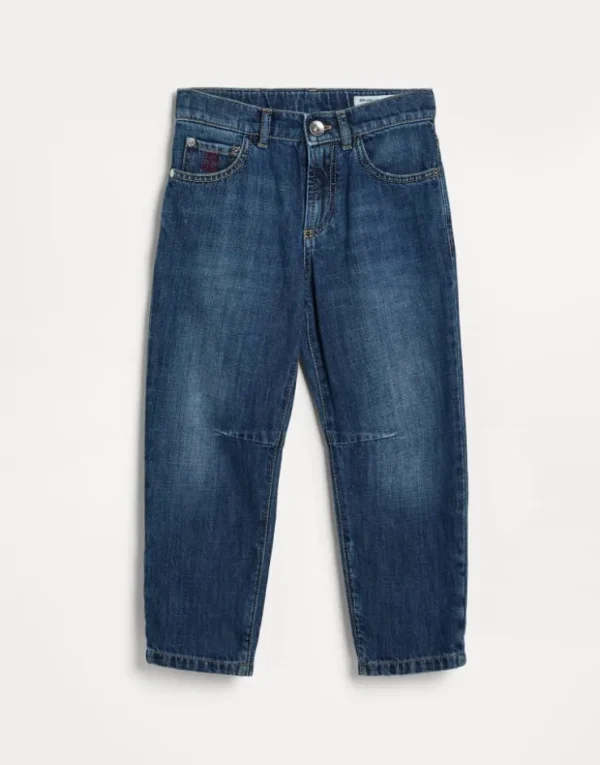 Brunello Cucinelli Five-Pocket-Hose aus leichtem Denim | Kinder Hosen