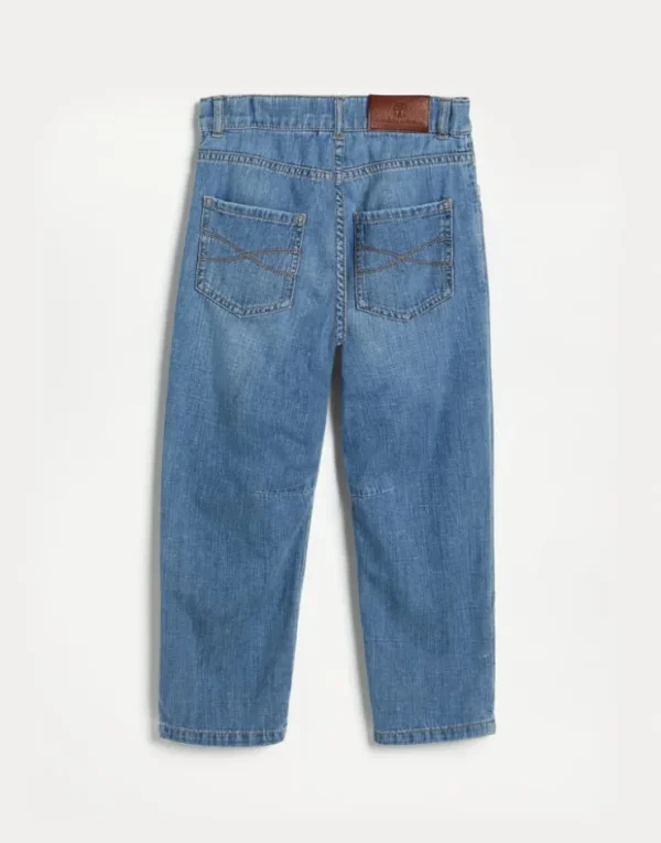 Brunello Cucinelli Five-Pocket-Hose aus leichtem Old-Denim | Kinder Hosen