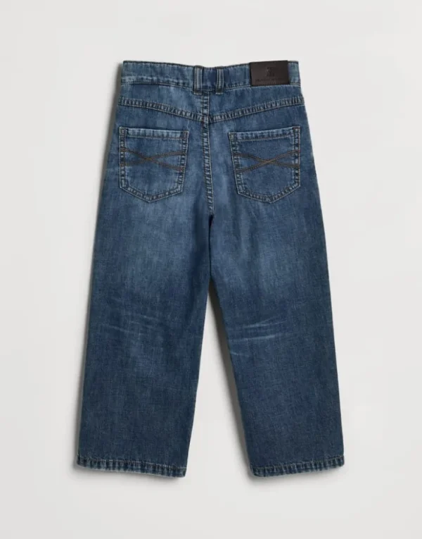 Brunello Cucinelli Five-Pocket-Hose aus leichtem Denim mit Monili | Kinder Hosen & Röcke